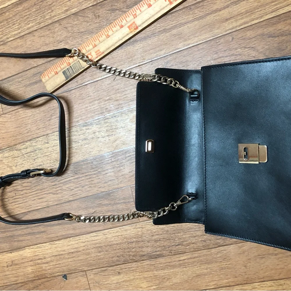 BRUNO MAGLI Black Leather Flap Leather Crossbody Bag Made in Italy
